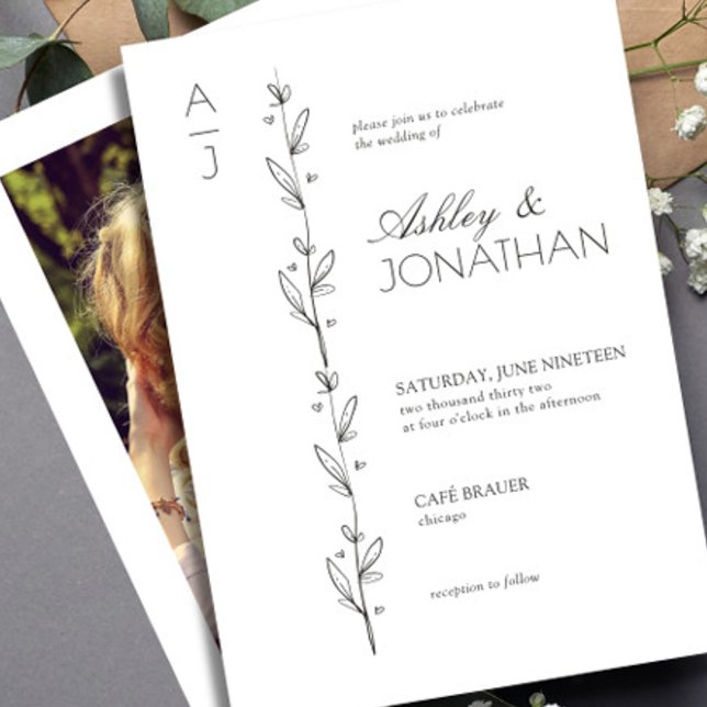 Modern Botanical Divider Wedding Photo Invitation (Creator Uploaded)
