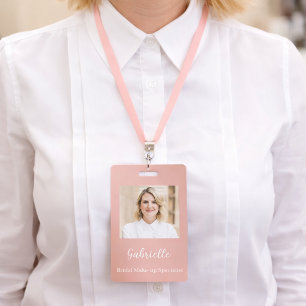 Modern Botanical Dusty Rose Boho Photo Badge