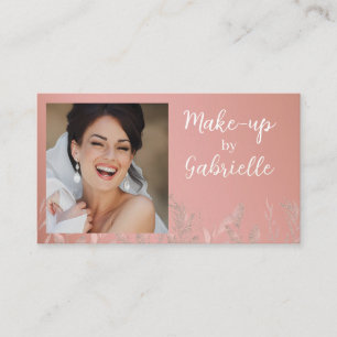 Modern Botanical Dusty Rose Boho Photo QR Code  Business Card