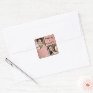 Modern Botanical Dusty Rose Boho Photo Script Square Sticker