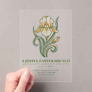 Modern Botanical Easter Blessings Acrylic Invitations