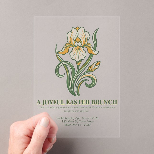 Modern Botanical Easter Blessings Acrylic Invitations (Insitu (Handheld))