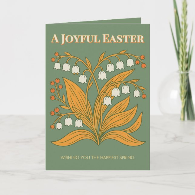 Modern Botanical Easter Blessings Card (Front)