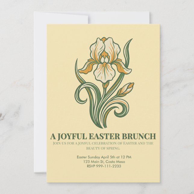 Modern Botanical Easter Blessings Invitation (Front)