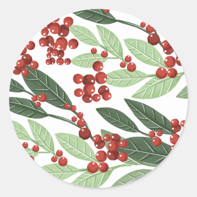 Modern Botanical Elegance Christmas Classic Round Sticker (Front)