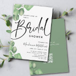 Modern Botanical Elegant Eucalyptus Bridal Shower Invitation<br><div class="desc">Modern Botanical Elegant Eucalyptus Bridal Shower Invitation. Vibrant and fun foliage invitation theme. A perfect rustic greenery invitation for a modern bride! Customize with bridal shower, party, tea, dinner, or luncheon details. Also include gift registry details and gift registry QR code! Contact us if you need some assistance: yourstyle@pgco-designs.com ....</div>