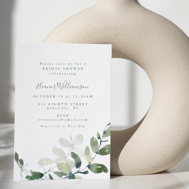 Modern Botanical Eucalyptus Boho Bridal Shower Invitation (Creator Uploaded)