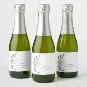 Modern Botanical Eucalyptus Custom Bridal Shower  Sparkling Wine Label