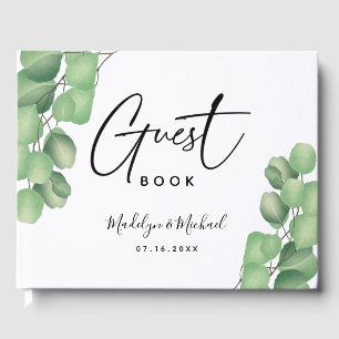 Modern Botanical Eucalyptus Foliage Wedding Guest Book