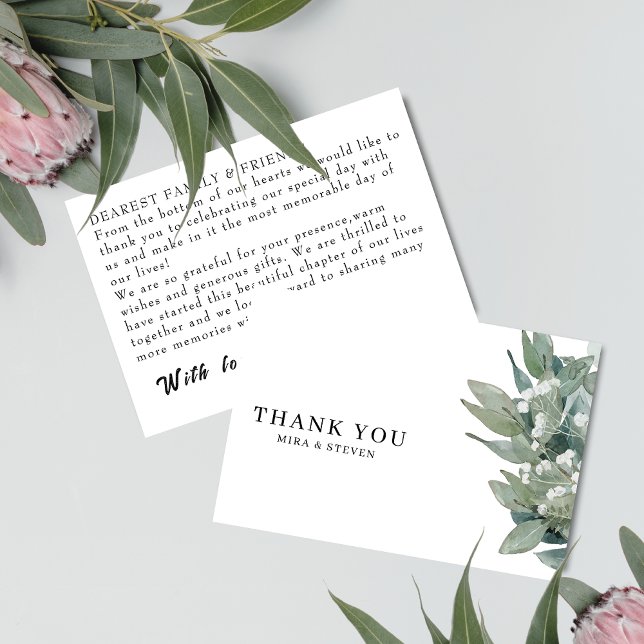 Modern botanical eucalyptus greenery wedding  thank you card (Creator Uploaded)
