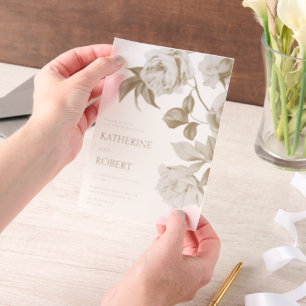 Modern Botanical Floral Roses Wedding Invitation