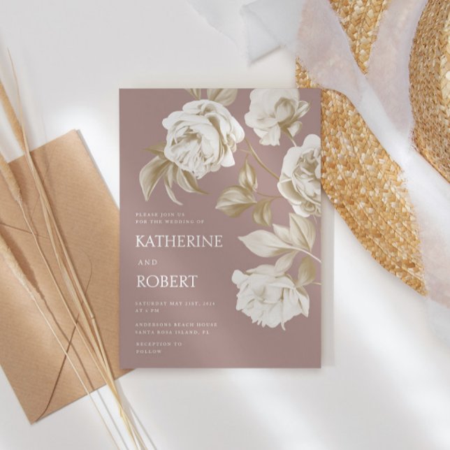 Modern Botanical Floral Roses Wedding Invitation (Creator Uploaded)