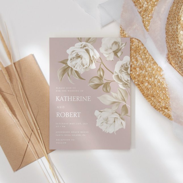 Modern Botanical Floral Roses Wedding Invitation (Creator Uploaded)