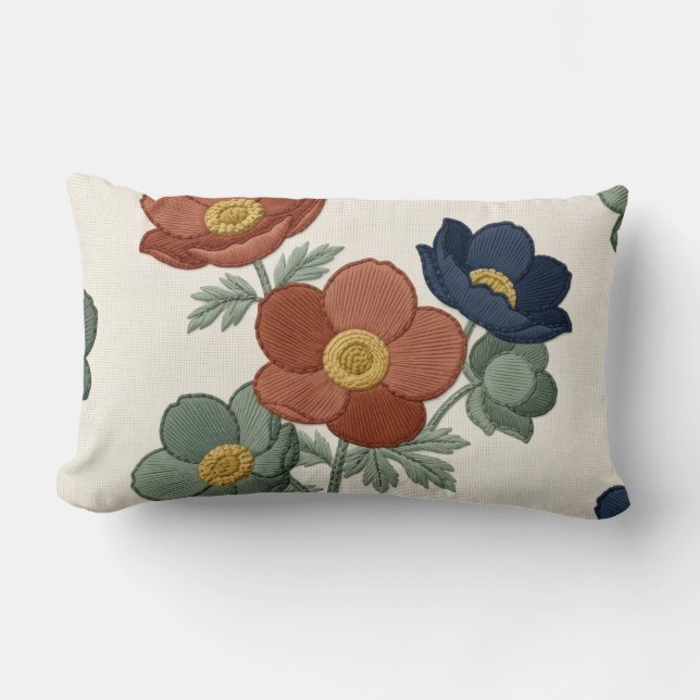 Modern Botanical Floral Throw Pillow (Front)