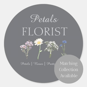 Modern Botanical Florist Branding Pastel Flower Classic Round Sticker