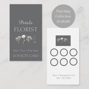 Modern Botanical Florist Branding Pastel Flower Loyalty Card