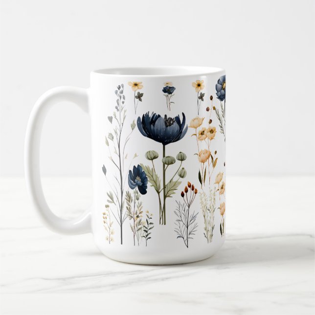 Modern botanical flower mug (Left)