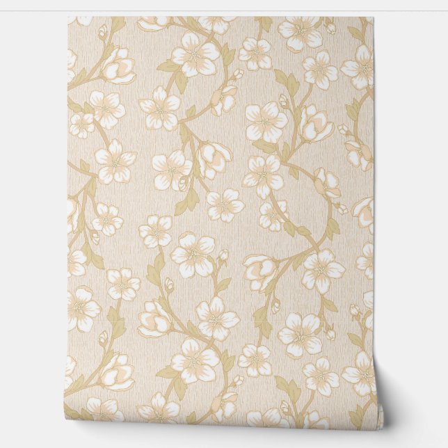 Modern Botanical Flower Wallpaper (Unrolling)