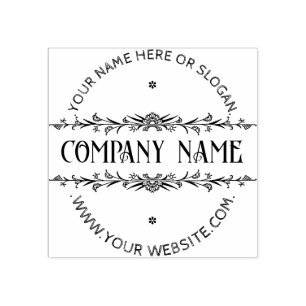 MODERN BOTANICAL FRAME Personalized business Logo  Rubber Stamp