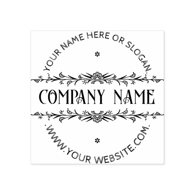 MODERN BOTANICAL FRAME|Personalized business Logo  Rubber Stamp (Imprint)