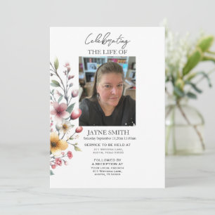 Modern botanical funeral memorial service e-vite invitation