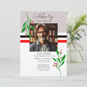 Modern botanical funeral memorial service e-vite invitation