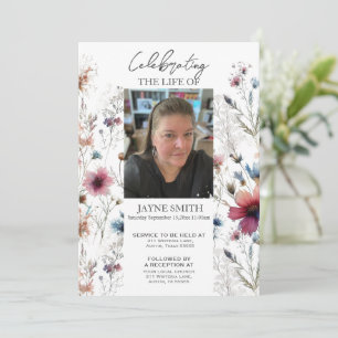 Modern botanical funeral memorial service e-vite invitation