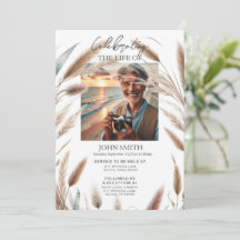 Modern botanical funeral memorial service e-vite