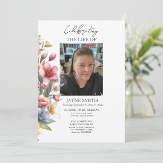 Modern botanical funeral memorial service e-vite invitation