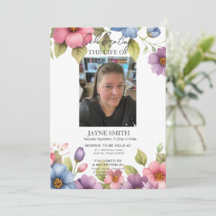 Modern botanical funeral memorial service e-vite invitation