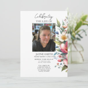 Modern botanical funeral memorial service e-vite invitation