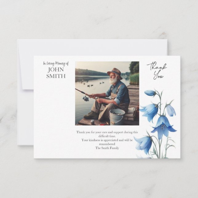 Modern botanical funeral  thank you card (Front)