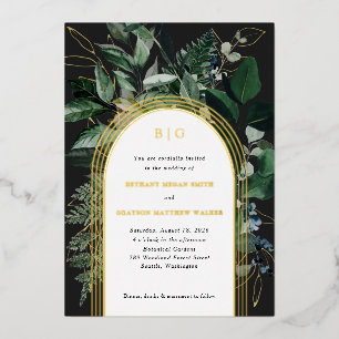 Modern botanical garden foil wedding invitations