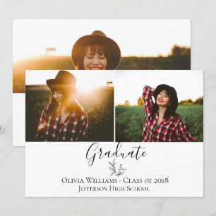 Modern Botanical Graduation Photo Announcement