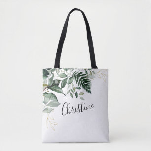 Modern botanical Greenery foliage Bridesmaid gifts Tote Bag
