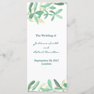 Modern Botanical Greenery Wedding Ceremony Program