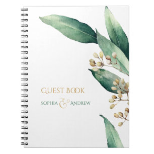 Modern botanical greenery wedding guest book