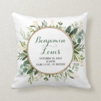Modern Botanical Greenery Wreath Baby Birth Stats