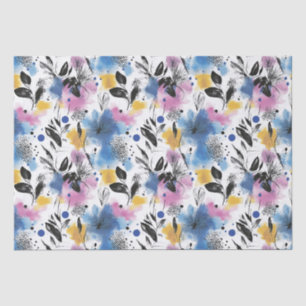 Modern Botanical in Magenta Blue & Mustard Tissue Paper