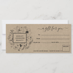 Modern Botanical Kraft Gift Certificate
