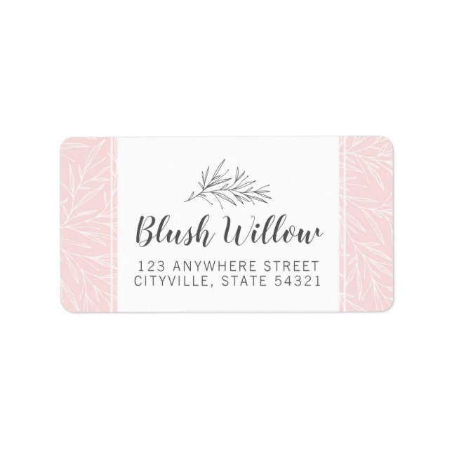 Modern Botanical Leaf Branches Blush Minimalist Label (Front)