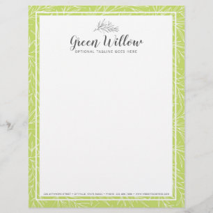 Modern Botanical Leaf Branches Greenery Minimalist Letterhead