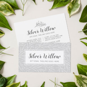 Modern Botanical Leaf Branches Silver Minimalist Business Card