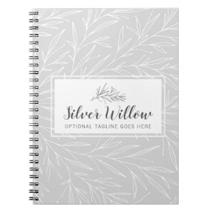 Modern Botanical Leaf Branches Silver Minimalist Notebook