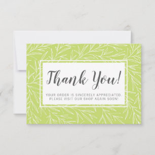 Modern Botanical Leaf Green Minimalist Thank You Card
