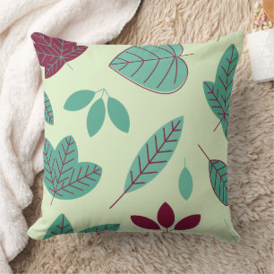 Modern Botanical Leaf Pattern Throw Pillow