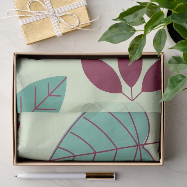 Modern Botanical Leaf Pattern Tissue Paper (Gift)