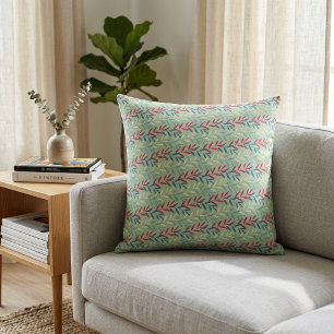 Modern Botanical Leaf Vines Seamless Pattern Art Throw Pillow