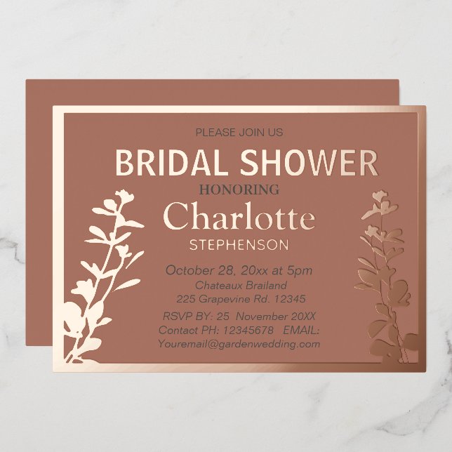  Modern Botanical Leaves Bridal Shower     (Front/Back)