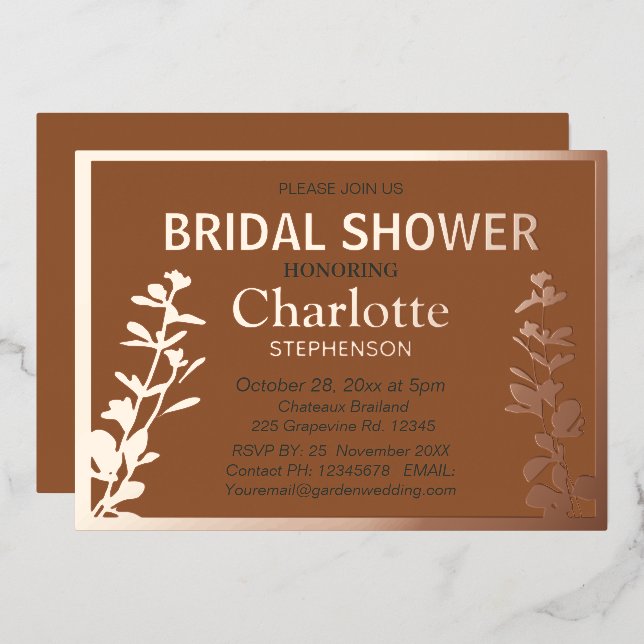  Modern Botanical Leaves Bridal Shower    (Front/Back)